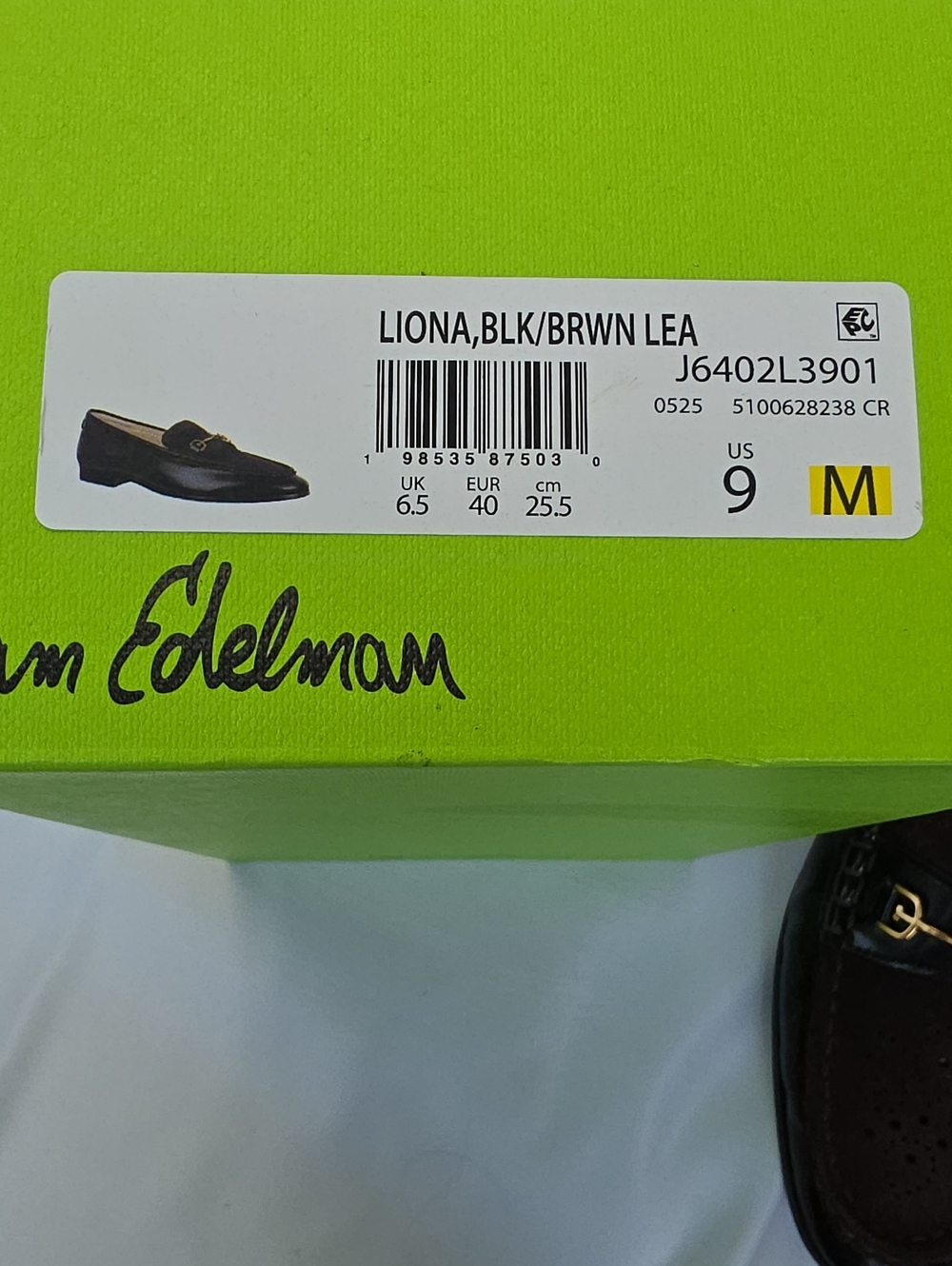 SAM EDELMAN Black Brown Liona Suede Two Tone Preppy Classic Slip On Loafers 9 - Picture 8 of 9